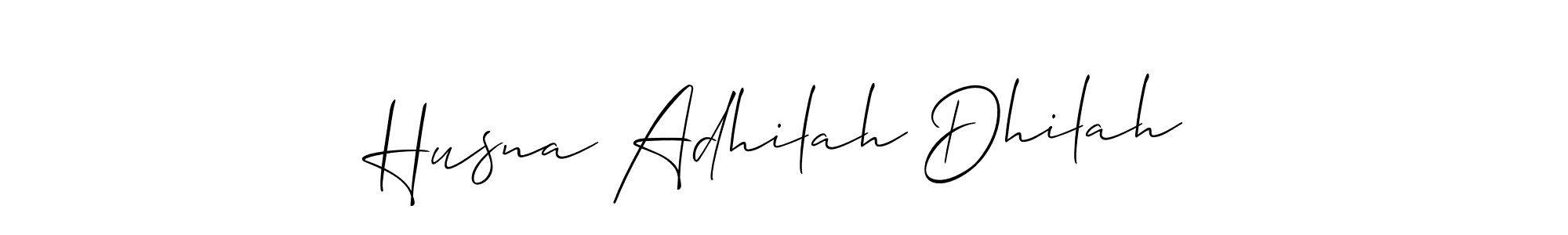 Make a beautiful signature design for name Husna Adhilah Dhilah. With this signature (Allison_Script) style, you can create a handwritten signature for free. Husna Adhilah Dhilah signature style 2 images and pictures png