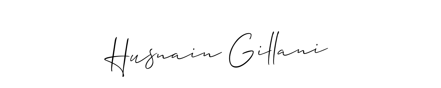 Create a beautiful signature design for name Husnain Gillani. With this signature (Allison_Script) fonts, you can make a handwritten signature for free. Husnain Gillani signature style 2 images and pictures png