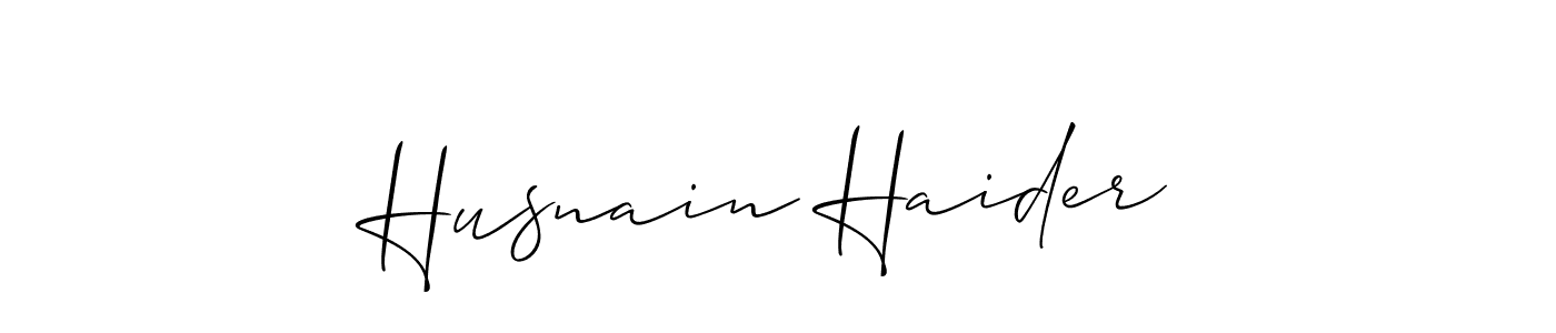 Create a beautiful signature design for name Husnain Haider. With this signature (Allison_Script) fonts, you can make a handwritten signature for free. Husnain Haider signature style 2 images and pictures png