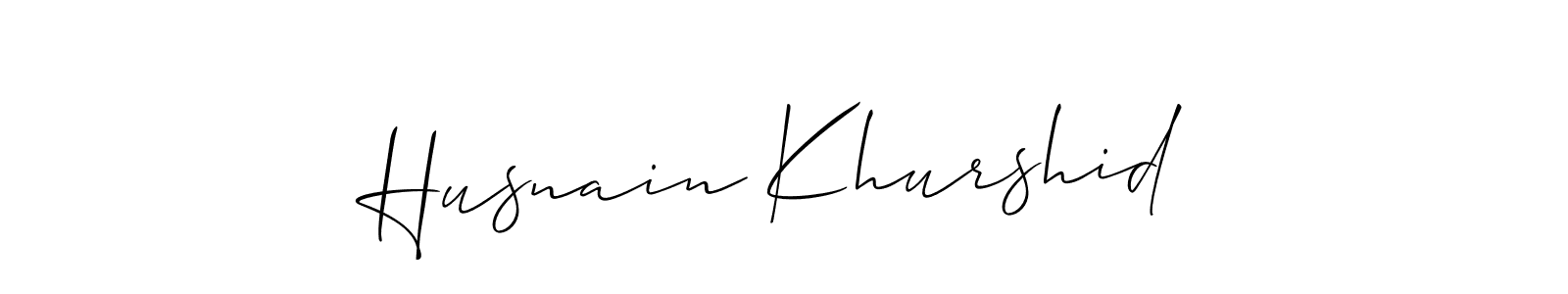 You should practise on your own different ways (Allison_Script) to write your name (Husnain Khurshid) in signature. don't let someone else do it for you. Husnain Khurshid signature style 2 images and pictures png