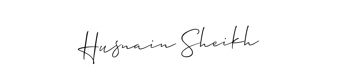 The best way (Allison_Script) to make a short signature is to pick only two or three words in your name. The name Husnain Sheikh include a total of six letters. For converting this name. Husnain Sheikh signature style 2 images and pictures png