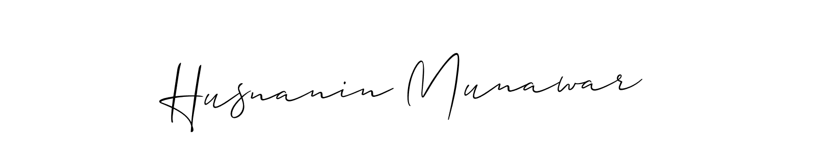 Also You can easily find your signature by using the search form. We will create Husnanin Munawar name handwritten signature images for you free of cost using Allison_Script sign style. Husnanin Munawar signature style 2 images and pictures png