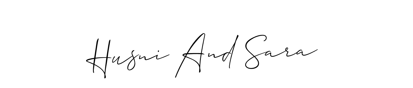 Similarly Allison_Script is the best handwritten signature design. Signature creator online .You can use it as an online autograph creator for name Husni And Sara. Husni And Sara signature style 2 images and pictures png