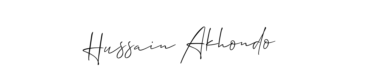Allison_Script is a professional signature style that is perfect for those who want to add a touch of class to their signature. It is also a great choice for those who want to make their signature more unique. Get Hussain Akhondo name to fancy signature for free. Hussain Akhondo signature style 2 images and pictures png