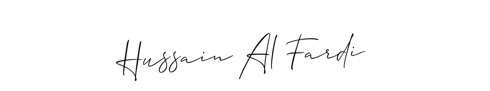 Allison_Script is a professional signature style that is perfect for those who want to add a touch of class to their signature. It is also a great choice for those who want to make their signature more unique. Get Hussain Al Fardi name to fancy signature for free. Hussain Al Fardi signature style 2 images and pictures png