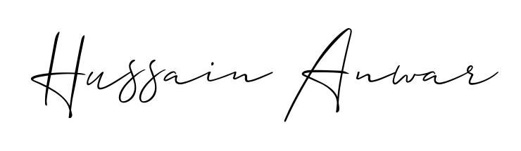 Looking for an artistic signature for Hussain Anwar? The Allison_Script calligraphy style gives a sophisticated flow suitable for business cards and emails. Hussain Anwar signature style 2 images and pictures png