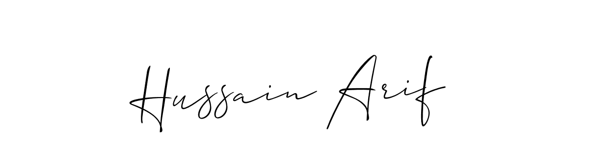 Also we have Hussain Arif name is the best signature style. Create professional handwritten signature collection using Allison_Script autograph style. Hussain Arif signature style 2 images and pictures png