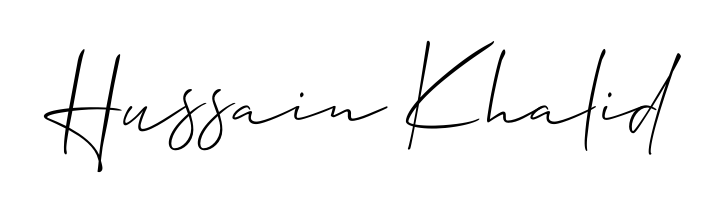 Express your personality with a custom Hussain Khalid signature crafted with Allison_Script typography. Free transparent PNG download available. Hussain Khalid signature style 2 images and pictures png