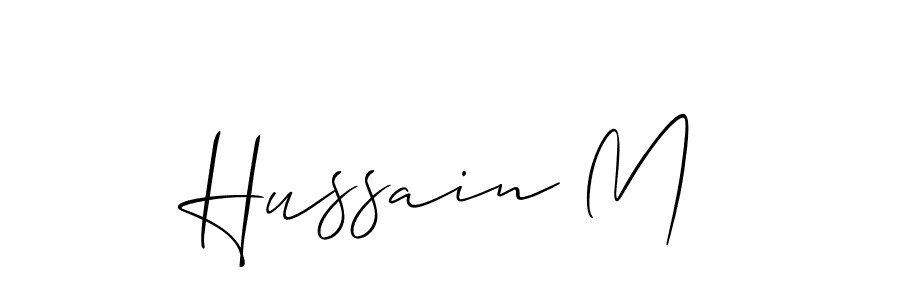 Make a beautiful signature design for name Hussain M. With this signature (Allison_Script) style, you can create a handwritten signature for free. Hussain M signature style 2 images and pictures png