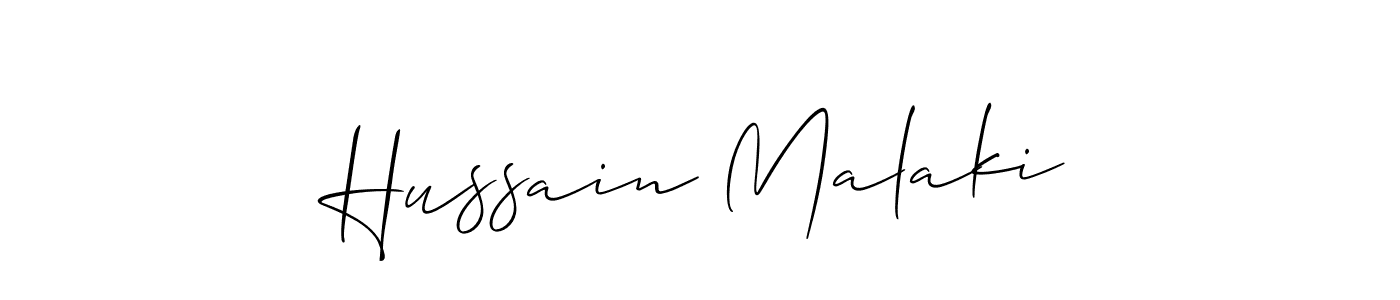 Make a beautiful signature design for name Hussain Malaki. With this signature (Allison_Script) style, you can create a handwritten signature for free. Hussain Malaki signature style 2 images and pictures png