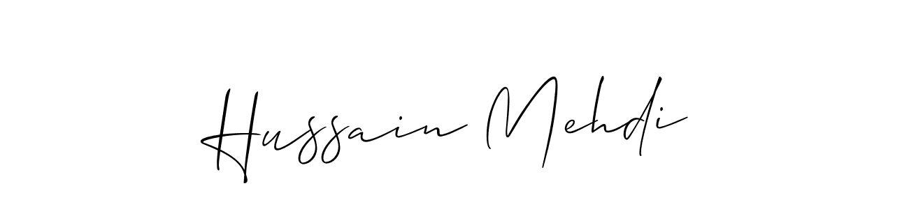 You should practise on your own different ways (Allison_Script) to write your name (Hussain Mehdi) in signature. don't let someone else do it for you. Hussain Mehdi signature style 2 images and pictures png