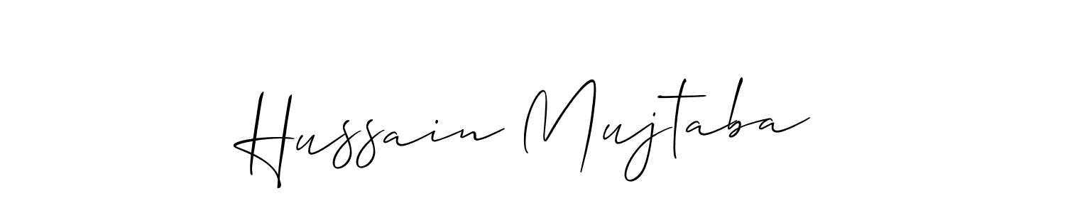 if you are searching for the best signature style for your name Hussain Mujtaba. so please give up your signature search. here we have designed multiple signature styles  using Allison_Script. Hussain Mujtaba signature style 2 images and pictures png