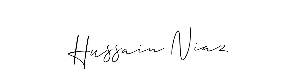 This is the best signature style for the Hussain Niaz name. Also you like these signature font (Allison_Script). Mix name signature. Hussain Niaz signature style 2 images and pictures png