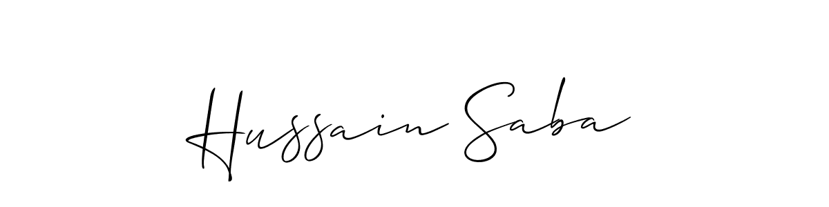 The best way (Allison_Script) to make a short signature is to pick only two or three words in your name. The name Hussain Saba include a total of six letters. For converting this name. Hussain Saba signature style 2 images and pictures png