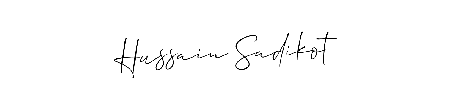 Design your own signature with our free online signature maker. With this signature software, you can create a handwritten (Allison_Script) signature for name Hussain Sadikot. Hussain Sadikot signature style 2 images and pictures png