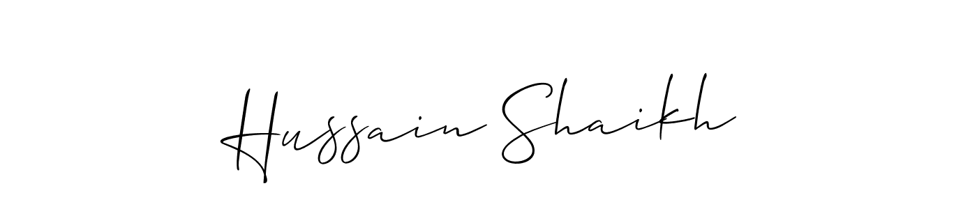 Also we have Hussain Shaikh name is the best signature style. Create professional handwritten signature collection using Allison_Script autograph style. Hussain Shaikh signature style 2 images and pictures png