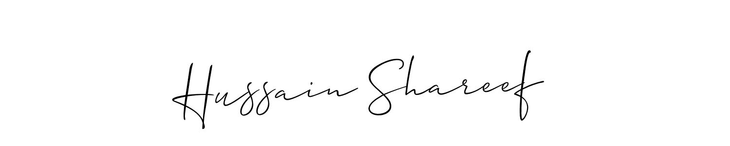 The best way (Allison_Script) to make a short signature is to pick only two or three words in your name. The name Hussain Shareef include a total of six letters. For converting this name. Hussain Shareef signature style 2 images and pictures png