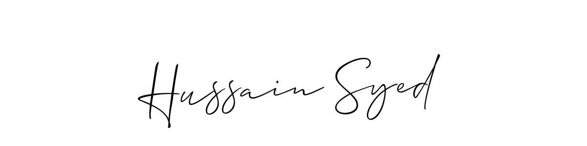 You should practise on your own different ways (Allison_Script) to write your name (Hussain Syed) in signature. don't let someone else do it for you. Hussain Syed signature style 2 images and pictures png