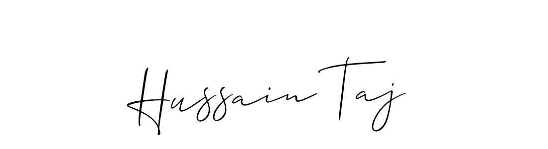 The best way (Allison_Script) to make a short signature is to pick only two or three words in your name. The name Hussain Taj include a total of six letters. For converting this name. Hussain Taj signature style 2 images and pictures png