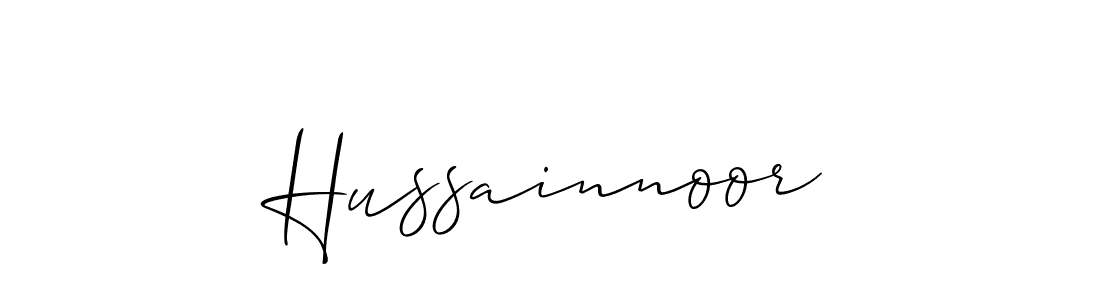 How to make Hussainnoor name signature. Use Allison_Script style for creating short signs online. This is the latest handwritten sign. Hussainnoor signature style 2 images and pictures png