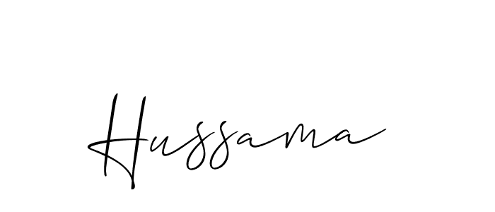 Make a beautiful signature design for name Hussama. With this signature (Allison_Script) style, you can create a handwritten signature for free. Hussama signature style 2 images and pictures png