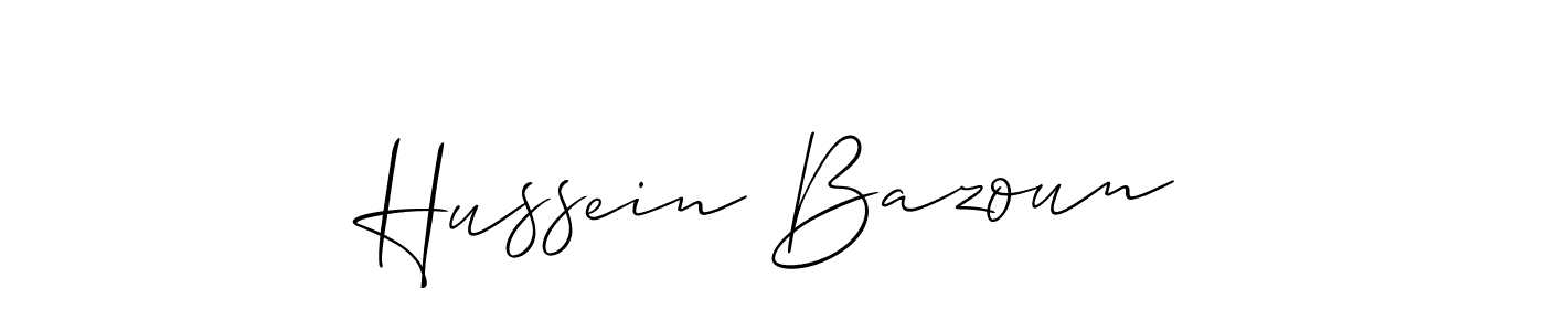 The best way (Allison_Script) to make a short signature is to pick only two or three words in your name. The name Hussein Bazoun include a total of six letters. For converting this name. Hussein Bazoun signature style 2 images and pictures png