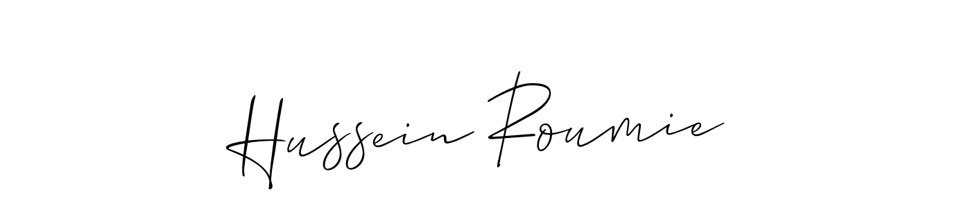 You can use this online signature creator to create a handwritten signature for the name Hussein Roumie. This is the best online autograph maker. Hussein Roumie signature style 2 images and pictures png