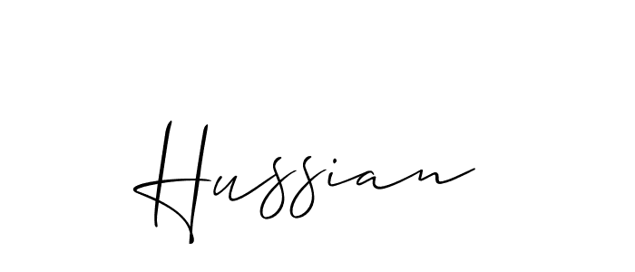 Design your own signature with our free online signature maker. With this signature software, you can create a handwritten (Allison_Script) signature for name Hussian. Hussian signature style 2 images and pictures png