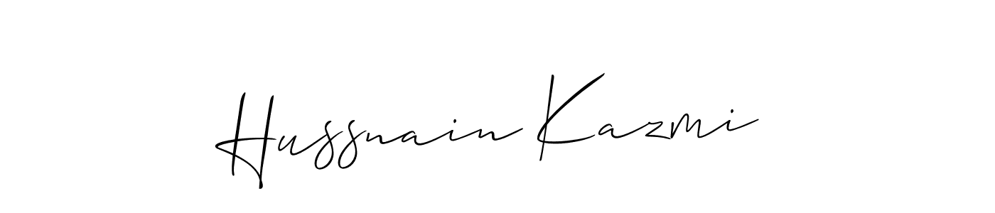 Also You can easily find your signature by using the search form. We will create Hussnain Kazmi name handwritten signature images for you free of cost using Allison_Script sign style. Hussnain Kazmi signature style 2 images and pictures png