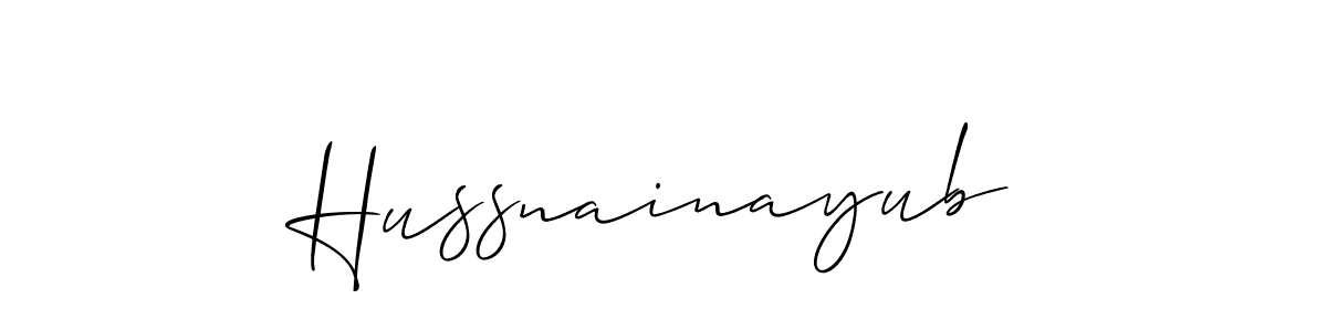 The best way (Allison_Script) to make a short signature is to pick only two or three words in your name. The name Hussnainayub include a total of six letters. For converting this name. Hussnainayub signature style 2 images and pictures png