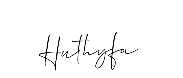Use a signature maker to create a handwritten signature online. With this signature software, you can design (Allison_Script) your own signature for name Huthyfa. Huthyfa signature style 2 images and pictures png