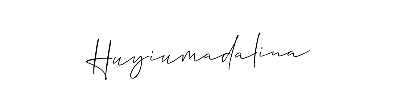 How to make Huyiumadalina name signature. Use Allison_Script style for creating short signs online. This is the latest handwritten sign. Huyiumadalina signature style 2 images and pictures png