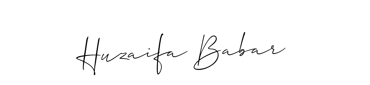 Also You can easily find your signature by using the search form. We will create Huzaifa Babar name handwritten signature images for you free of cost using Allison_Script sign style. Huzaifa Babar signature style 2 images and pictures png