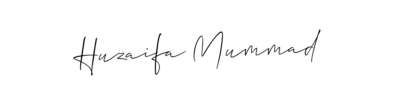 The best way (Allison_Script) to make a short signature is to pick only two or three words in your name. The name Huzaifa Mummad include a total of six letters. For converting this name. Huzaifa Mummad signature style 2 images and pictures png