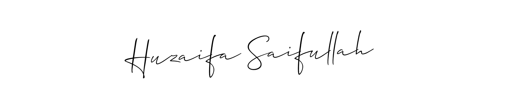 How to make Huzaifa Saifullah signature? Allison_Script is a professional autograph style. Create handwritten signature for Huzaifa Saifullah name. Huzaifa Saifullah signature style 2 images and pictures png