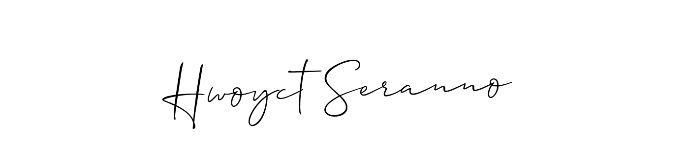 Use a signature maker to create a handwritten signature online. With this signature software, you can design (Allison_Script) your own signature for name Hwoyct Seranno. Hwoyct Seranno signature style 2 images and pictures png