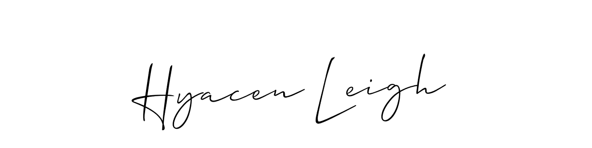 Also we have Hyacen Leigh name is the best signature style. Create professional handwritten signature collection using Allison_Script autograph style. Hyacen Leigh signature style 2 images and pictures png