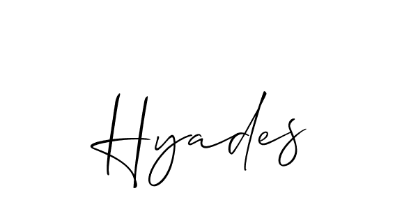 The best way (Allison_Script) to make a short signature is to pick only two or three words in your name. The name Hyades include a total of six letters. For converting this name. Hyades signature style 2 images and pictures png