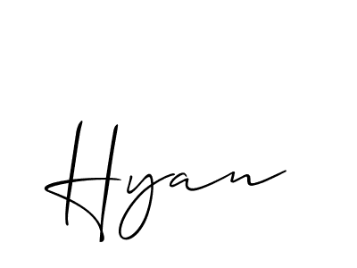 The best way (Allison_Script) to make a short signature is to pick only two or three words in your name. The name Hyan include a total of six letters. For converting this name. Hyan signature style 2 images and pictures png