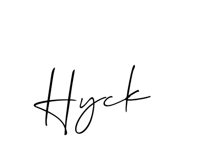 Make a beautiful signature design for name Hyck. With this signature (Allison_Script) style, you can create a handwritten signature for free. Hyck signature style 2 images and pictures png