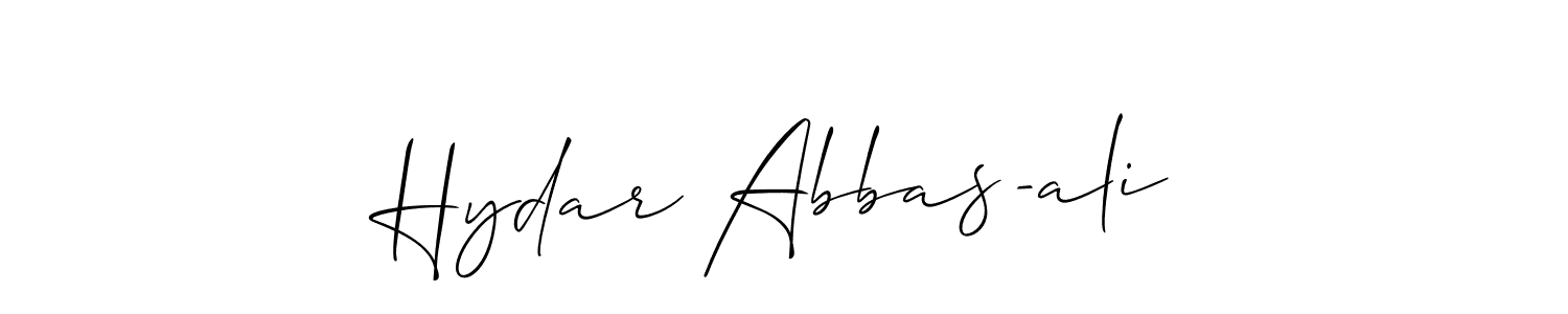 if you are searching for the best signature style for your name Hydar Abbas-ali. so please give up your signature search. here we have designed multiple signature styles  using Allison_Script. Hydar Abbas-ali signature style 2 images and pictures png