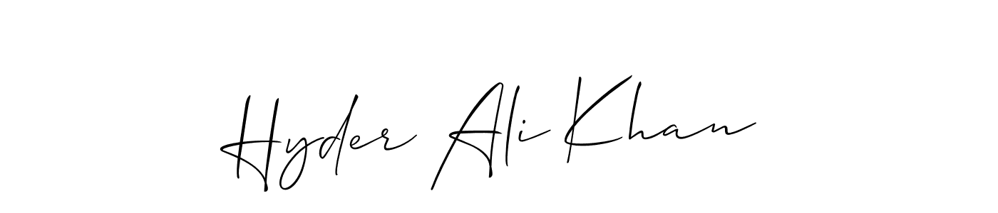 Use a signature maker to create a handwritten signature online. With this signature software, you can design (Allison_Script) your own signature for name Hyder Ali Khan. Hyder Ali Khan signature style 2 images and pictures png