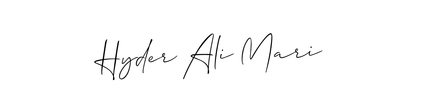 Also You can easily find your signature by using the search form. We will create Hyder Ali Mari name handwritten signature images for you free of cost using Allison_Script sign style. Hyder Ali Mari signature style 2 images and pictures png