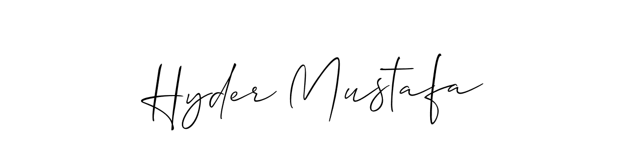 How to make Hyder Mustafa name signature. Use Allison_Script style for creating short signs online. This is the latest handwritten sign. Hyder Mustafa signature style 2 images and pictures png