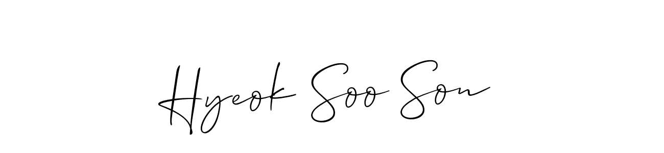 Also we have Hyeok Soo Son name is the best signature style. Create professional handwritten signature collection using Allison_Script autograph style. Hyeok Soo Son signature style 2 images and pictures png