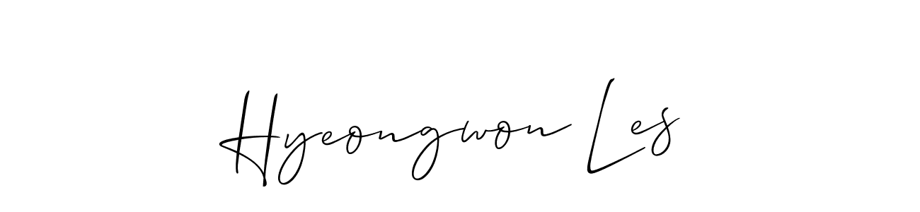 Design your own signature with our free online signature maker. With this signature software, you can create a handwritten (Allison_Script) signature for name Hyeongwon Les. Hyeongwon Les signature style 2 images and pictures png