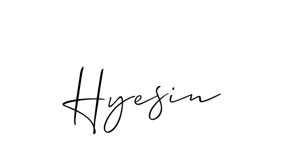 Also You can easily find your signature by using the search form. We will create Hyesin name handwritten signature images for you free of cost using Allison_Script sign style. Hyesin signature style 2 images and pictures png