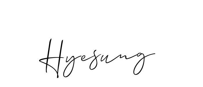 if you are searching for the best signature style for your name Hyesung. so please give up your signature search. here we have designed multiple signature styles  using Allison_Script. Hyesung signature style 2 images and pictures png