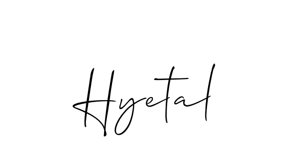 Also You can easily find your signature by using the search form. We will create Hyetal name handwritten signature images for you free of cost using Allison_Script sign style. Hyetal signature style 2 images and pictures png