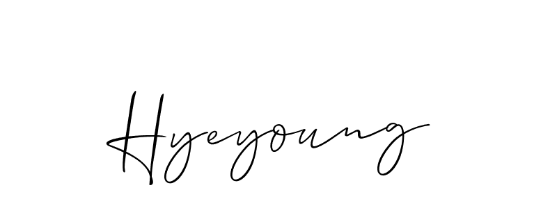 The best way (Allison_Script) to make a short signature is to pick only two or three words in your name. The name Hyeyoung include a total of six letters. For converting this name. Hyeyoung signature style 2 images and pictures png